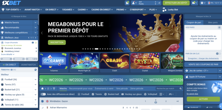 1xBet South Africa, sports betting homepage
